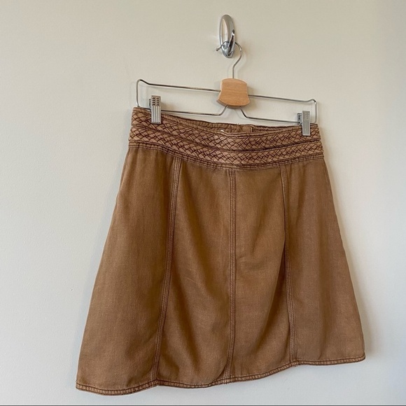 FREE People-Braided A-line Mini Western Boho Brown Skirt (Size:6) - Picture 6 of 10